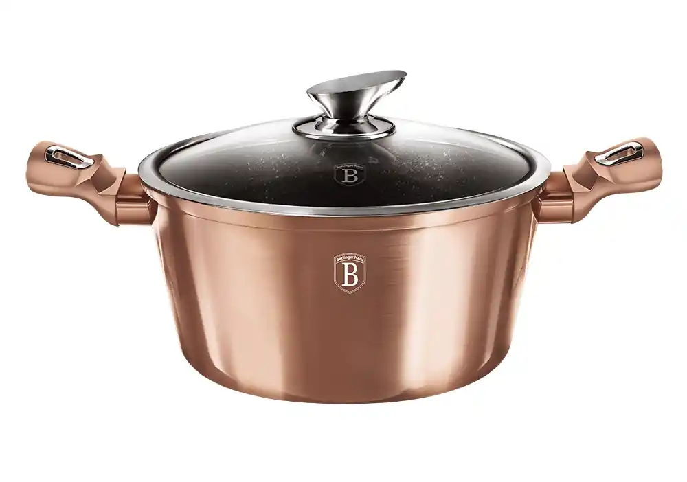 Sezónní Sleva BERLINGERHAUS Kastrol s mramorovým povrchem a poklicí 24 cm Rosegold Metallic Line