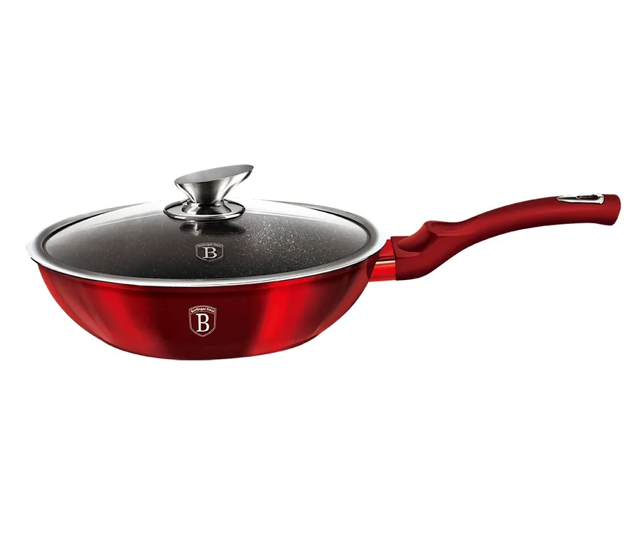 BERLINGERHAUS Pánev WOK s poklicí s mramorovým povrchem 28 cm Burgundy Metallic Line Rychlé Dodání