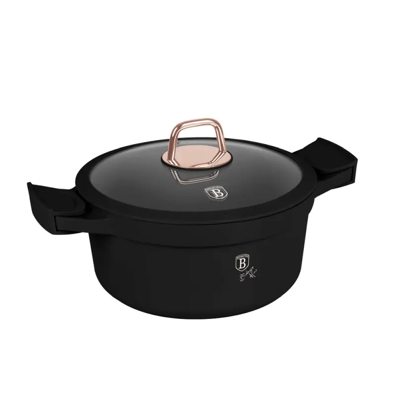 BERLINGERHAUS Kastrol s titanovým povrchem a poklicí 24 cm Black Rose Collection Cenově Výhodný