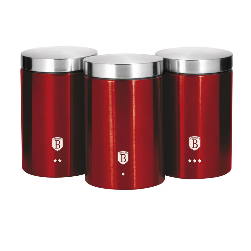 Akční Nabídka BERLINGERHAUS Dóza na potraviny sada 3 ks Burgundy Metallic Line