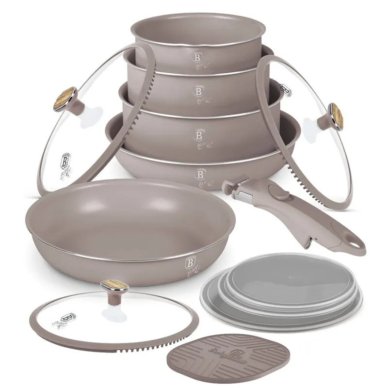 BERLINGERHAUS Sada nádobí s titanovým povrchem 13 kusů Taupe Nordic Collection Zlevněný