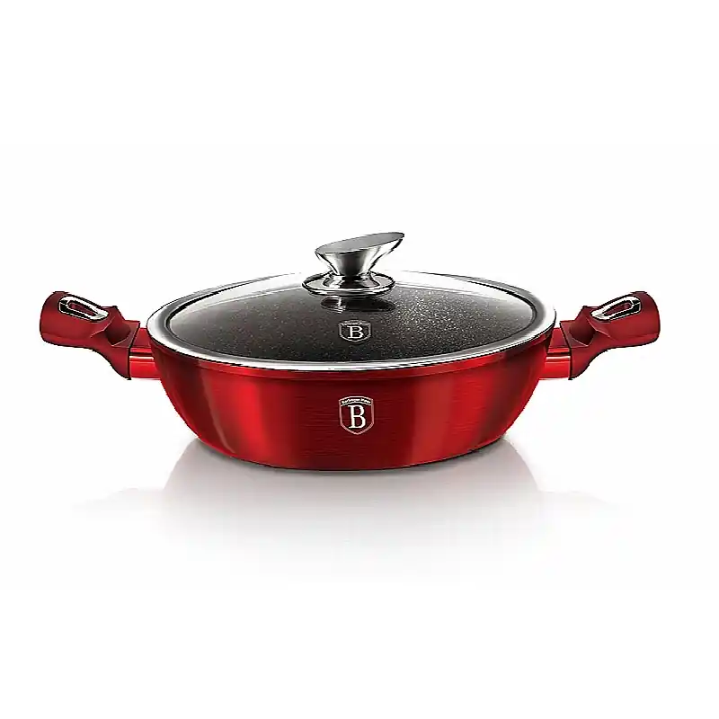 Sleva BERLINGERHAUS Pekáč kulatý s mramorovým povrchem a poklicí 32 cm Burgundy Metallic Line