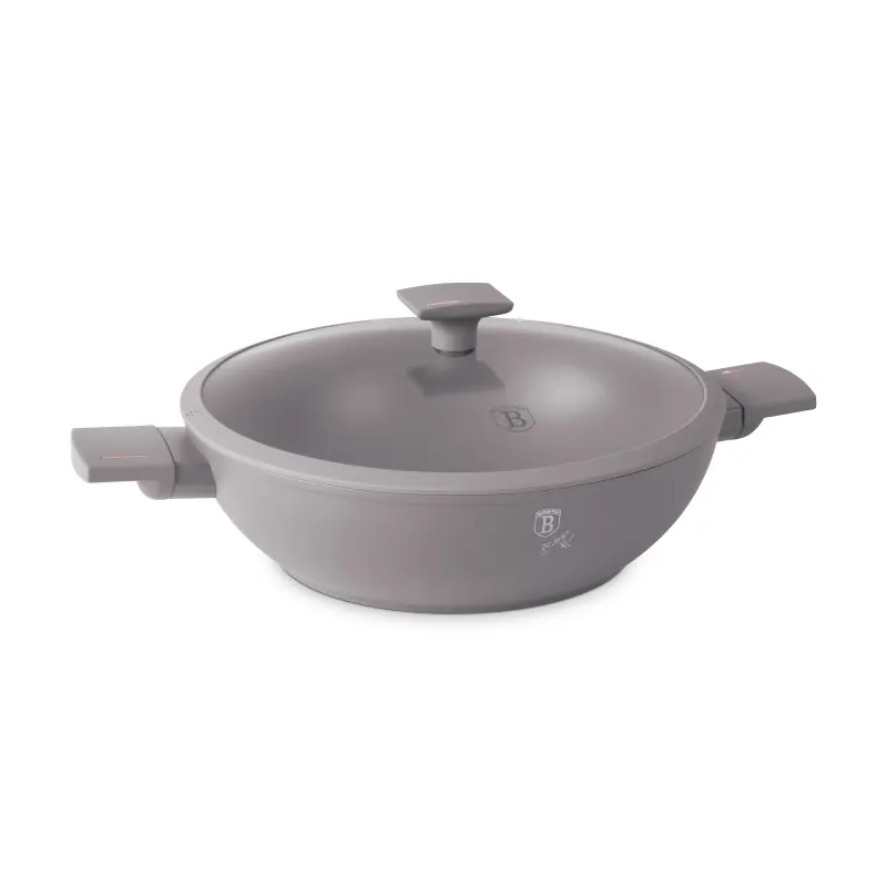 BERLINGERHAUS Pánev WOK s titanovým povrchem a poklicí 30 cm Taupe Collection Pouze Dnes