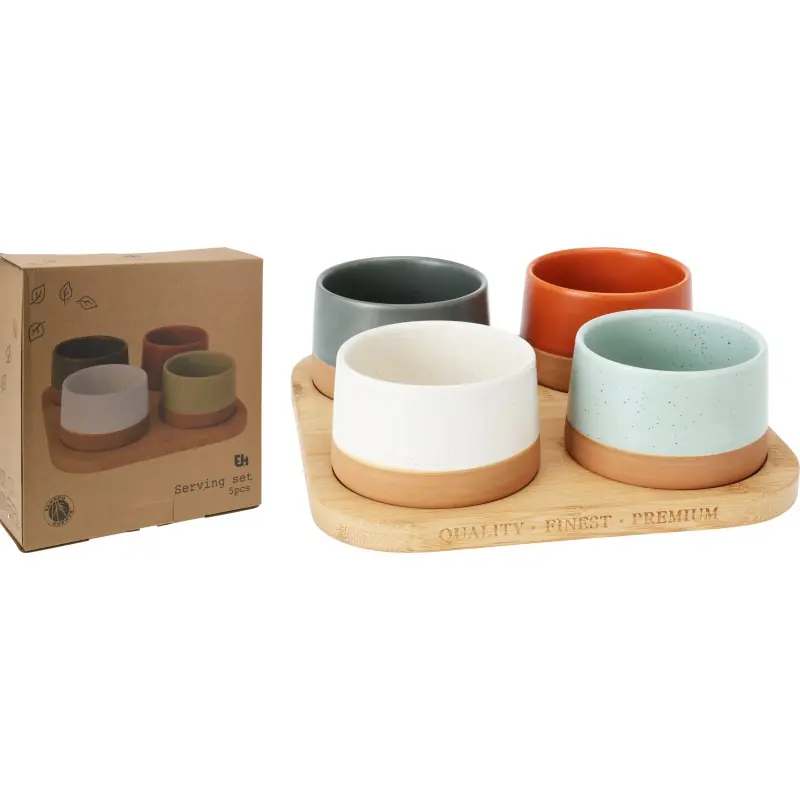 EXCELLENT HOUSEWARE Sada misek na pochutiny servírovací s prkénkem 5 ks Must-Have