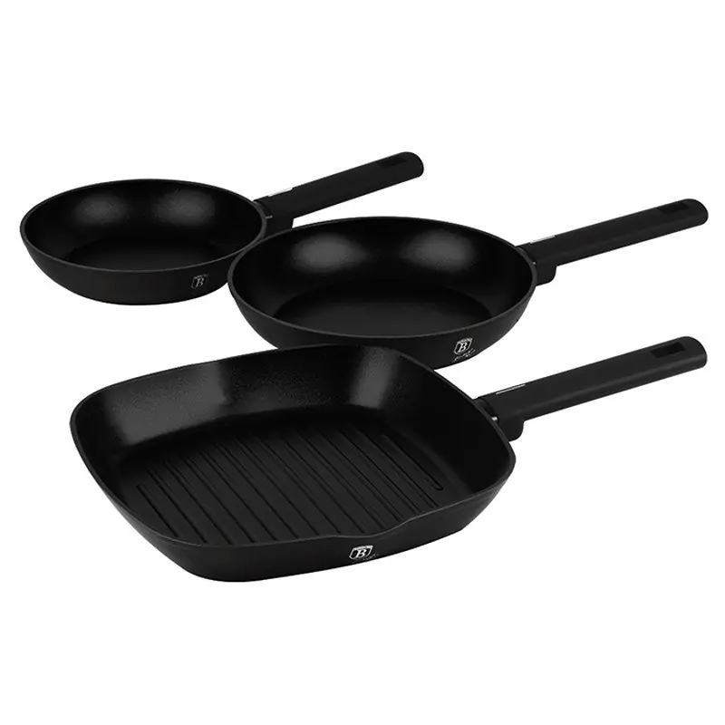 BERLINGERHAUS Sada pánví s titanovým povrchem 3 ks Matte Black Collection steak Výhodná Nabídka