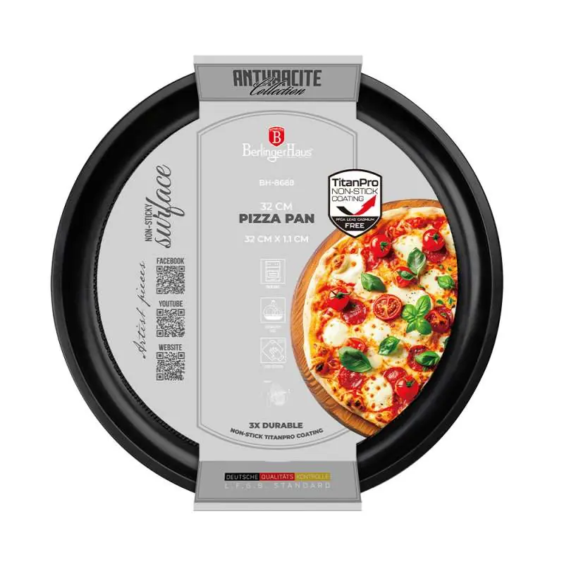 BERLINGERHAUS Pánev na pizzu s titanovým povrchem 32cm Anthracite Collection Nejprodávanější