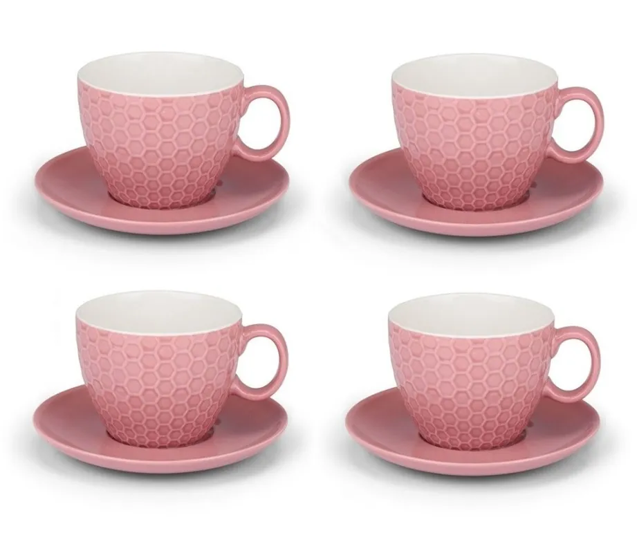 EDCO Šálky a podšálky na cappuccino ALPINA sada 8ks růžová Speciální Cena