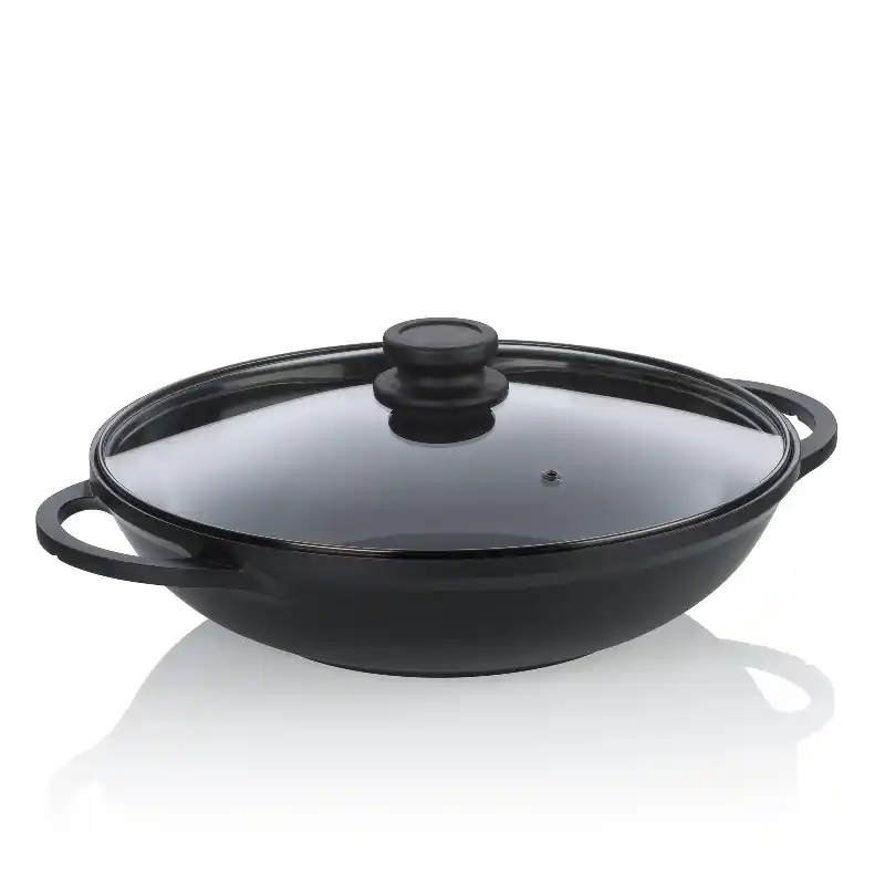 KELA WOK pánev s keramickým povrchem a poklicí ATURA 32 cm Sezónní Sleva