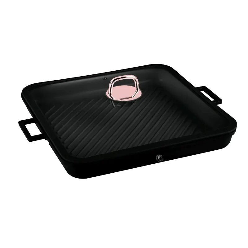 Sleva BERLINGERHAUS Pánev grilovací s titanovým povrchem a poklicí 34 cm Black Rose Collection
