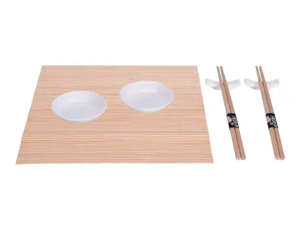 Přímo Od Výrobce EXCELLENT HOUSEWARE Sushi set porcelán / bambus sada 7 ks bílá